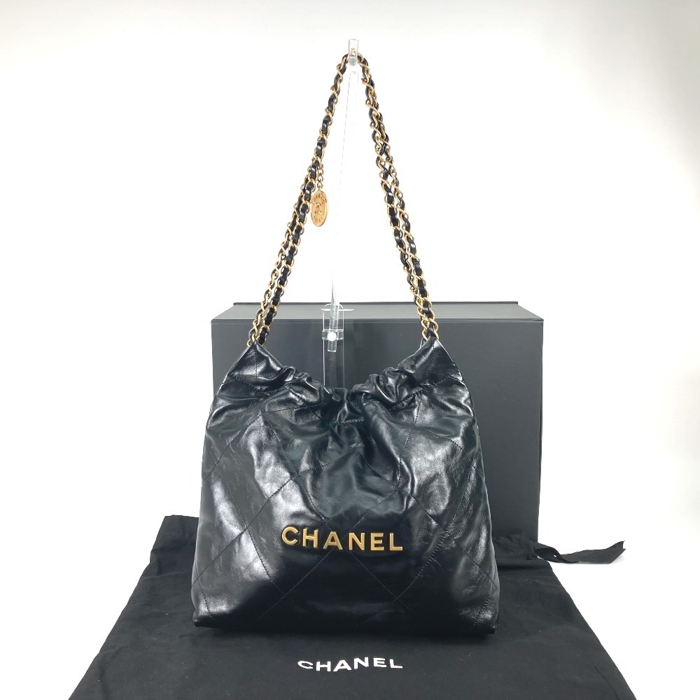 新品同様 CHANEL シャネル AS3260 CHANEL22 Wチェーンバッグ カバン 肩掛け CC ココマーク マトラッセ ショルダーバッグ ブラック【中古】_画像3