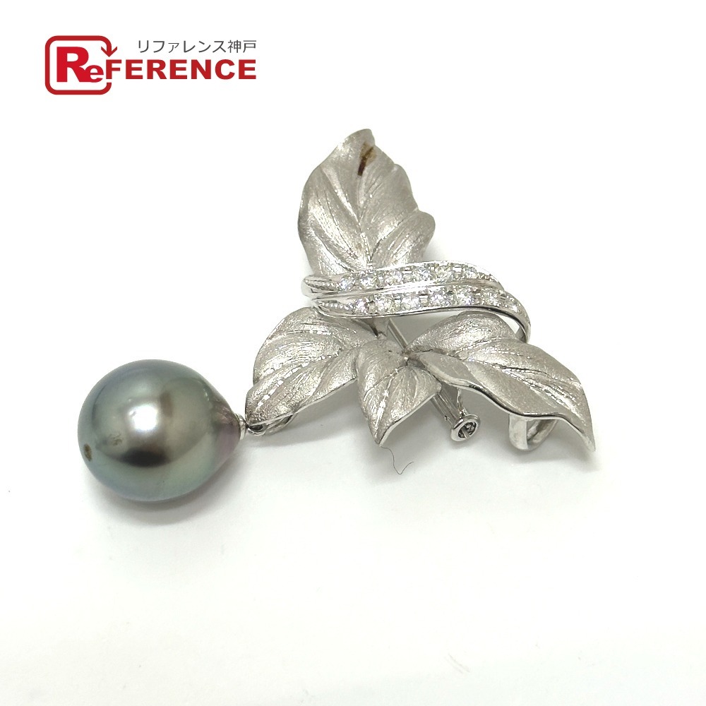 【感謝価格】 黒蝶真珠 13.5~14.0mm バロックブラックパール ジュエリー jewelry ブローチ レディース【中古】 プラチナ 真珠