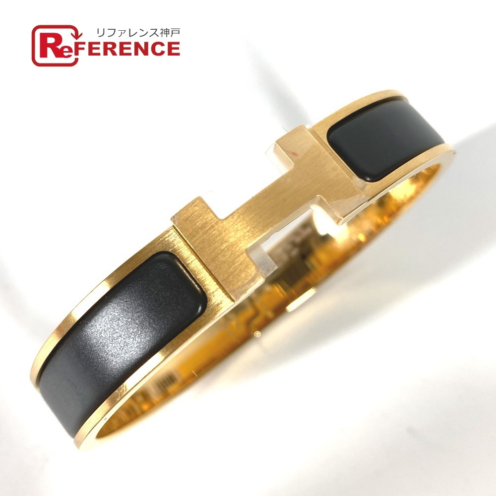 未使用 HERMES エルメス クリッククラックPM ブレスレット アクセサリー バングル ゴールド×ブラック レディース【中古】