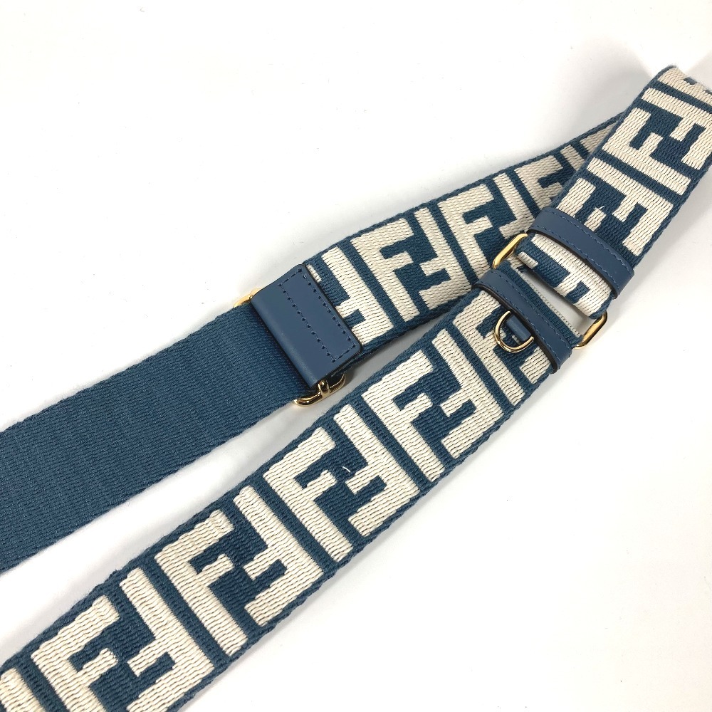 新品同様 FENDI フェンディ 8AV386 ストラップユー ジャガード ズッカ ショルダーストラップ ブルー レディース.【中古】_画像2