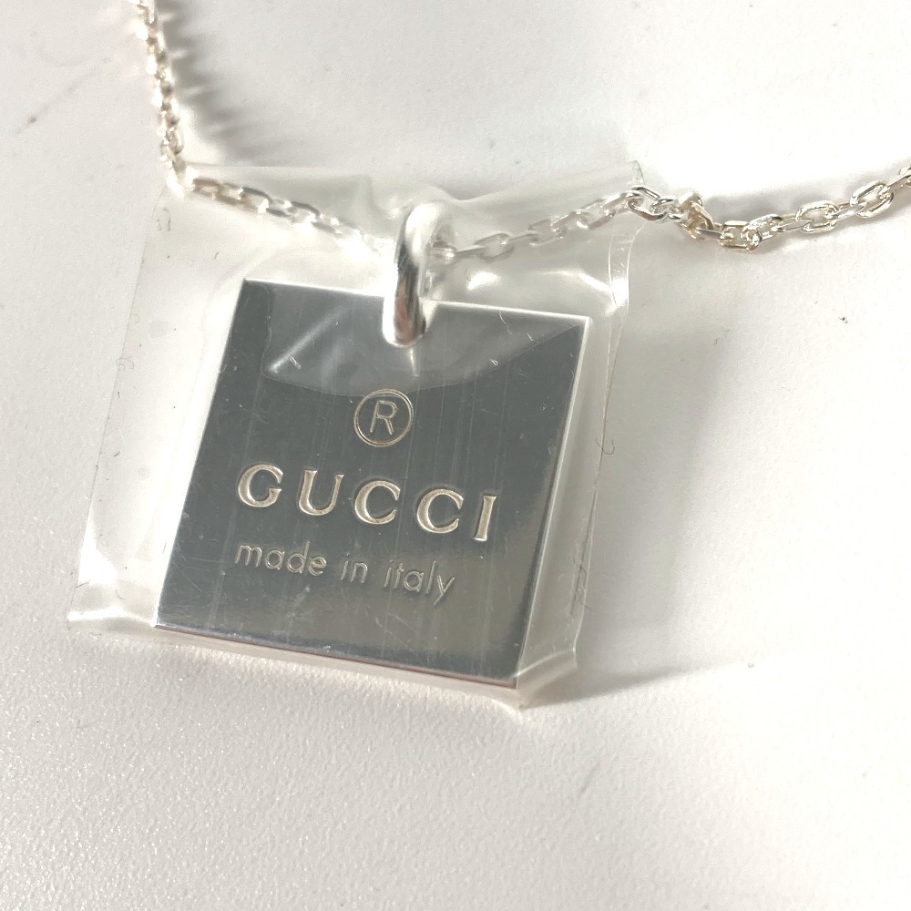 未使用 GUCCI グッチ 223514 ロゴ スクエアプレート チェーン アクセサリー ネックレス シルバー メンズ.【中古】_画像3