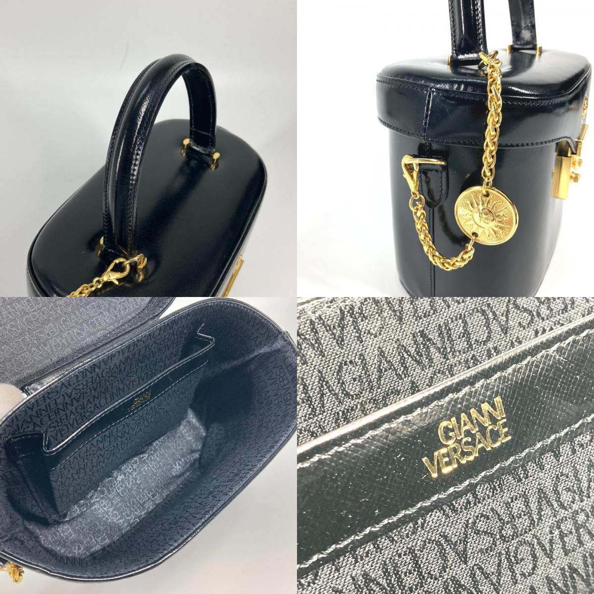 VERSACE ヴェルサーチ カバン ハンドバッグ サンバースト バニティバッグ ブラック レディース【中古】_画像9