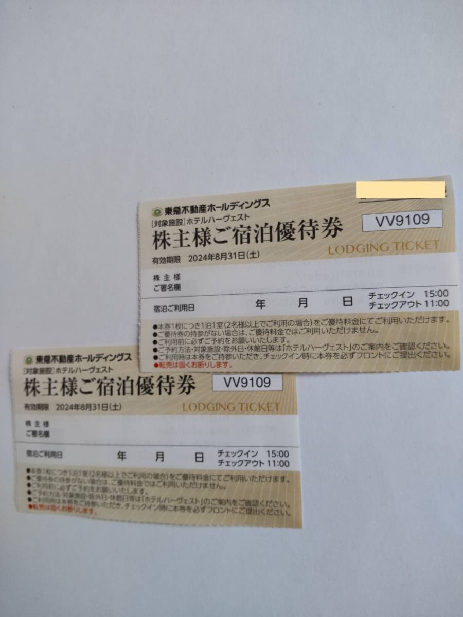 [株主様ご宿泊券2枚][web予約方法案内付き][即決]東急不動産 ホテル ハーヴェスト/京都/有馬/箱根/旧軽井沢/伊東/鬼怒川/割引券/天然温泉_画像2