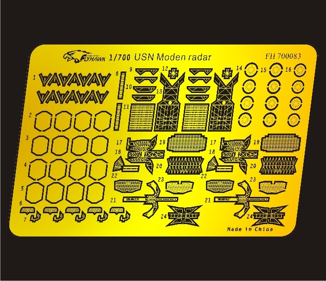 FH700083 1/700 WWII アメリカ海軍 艦艇用レーダー1 エッチングパーツ_画像1