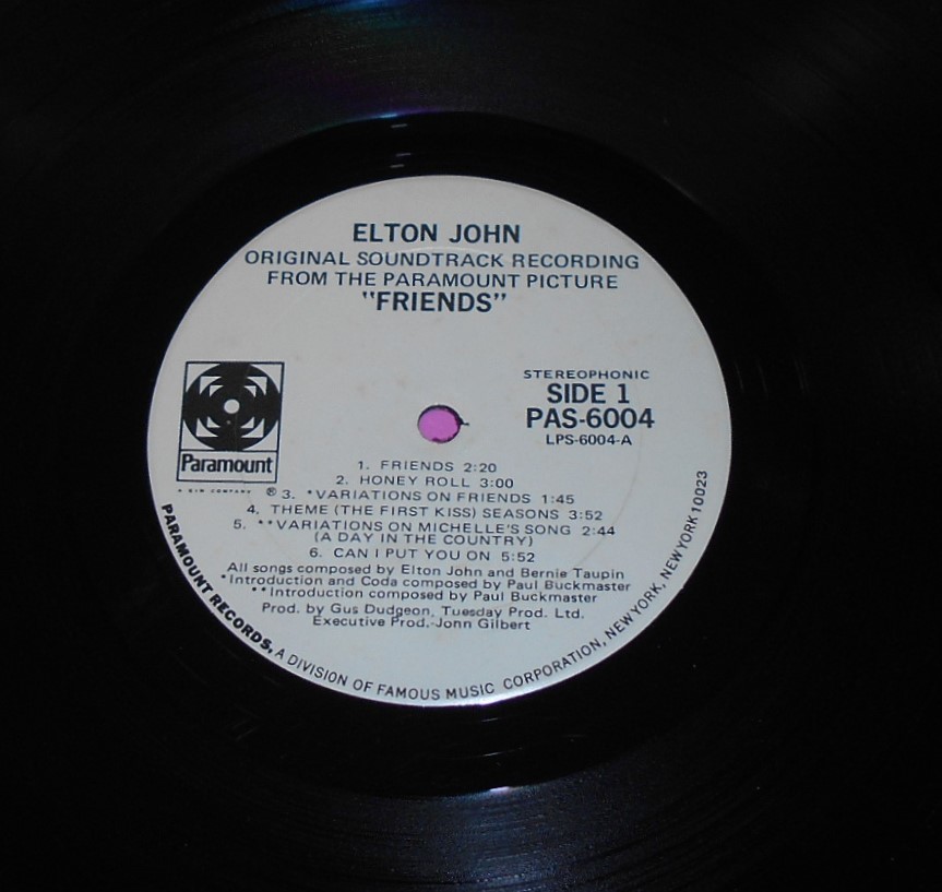 ■サントラLP【FRIENDS/フレンズ～ポールとミシェル】U.S.A.盤/PAS-6004/エルトン・ジョン/ELTON JOHN/ルイス・ギルバート♪_画像3