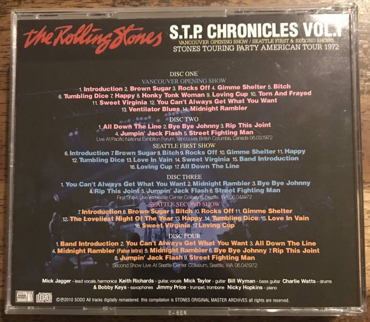 The Rolling Stones / ローリングストーンズ / S.T.P. Chronicles Vol.1 / 4CD / Vancouver Opening Show / Seattle First & Second Shows:_画像2