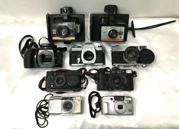 1円～◆カメラ◆ジャンク品 フィルム コンパクト ポラロイド CANON YASHICA minoltaなど おまとめ計9台 詳細不明 中古 長期保管品_画像1