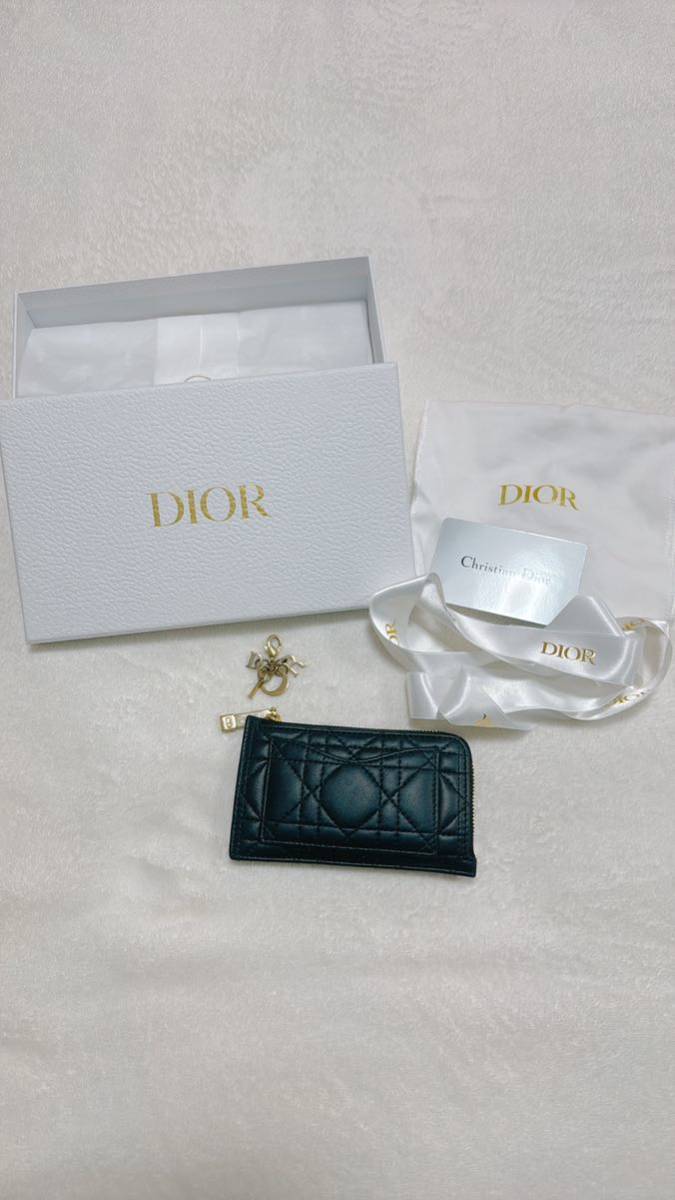 Christian Dior ディオール 黒 ブラック カナージュ カードコインケース LADY DIOR コンパクト ジップカードホルダー 財布 S0965ONMJ_M900