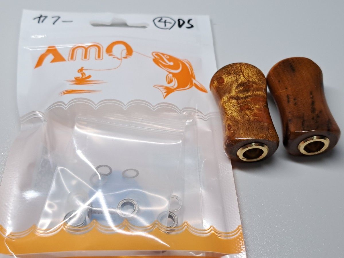 ④平型ウッドノブ 木製/ゴールド 2個セット ダイワSタイプ ④平型ウッドノブ 木製/ゴールド 2個セット ダイワSタイプ