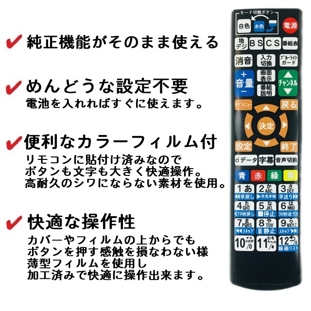 【代替リモコン133a】防水カバー付 ドウシシャ RT-008 互換 送料無料 (DOSHISHA SUNSUI サンスイ ORION 液晶テレビ)_画像2