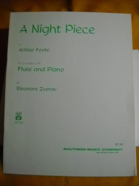 アーサー・フット　A night piece ピアノ伴奏付フルート楽譜　SOUTHERN MUSIC COMPANY Arthur Foote 超破格価　異次元航法堂_わずかな疲れだけ、コンディション良好です