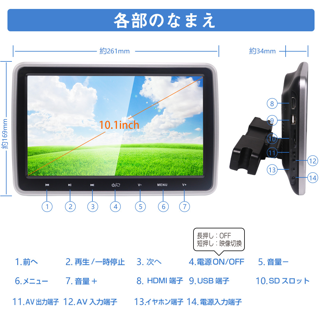 DVD player TV car after part seat 10.1 -inch head rest monitor DVD player in-vehicle monitor rear monitor cigar CPRM correspondence 