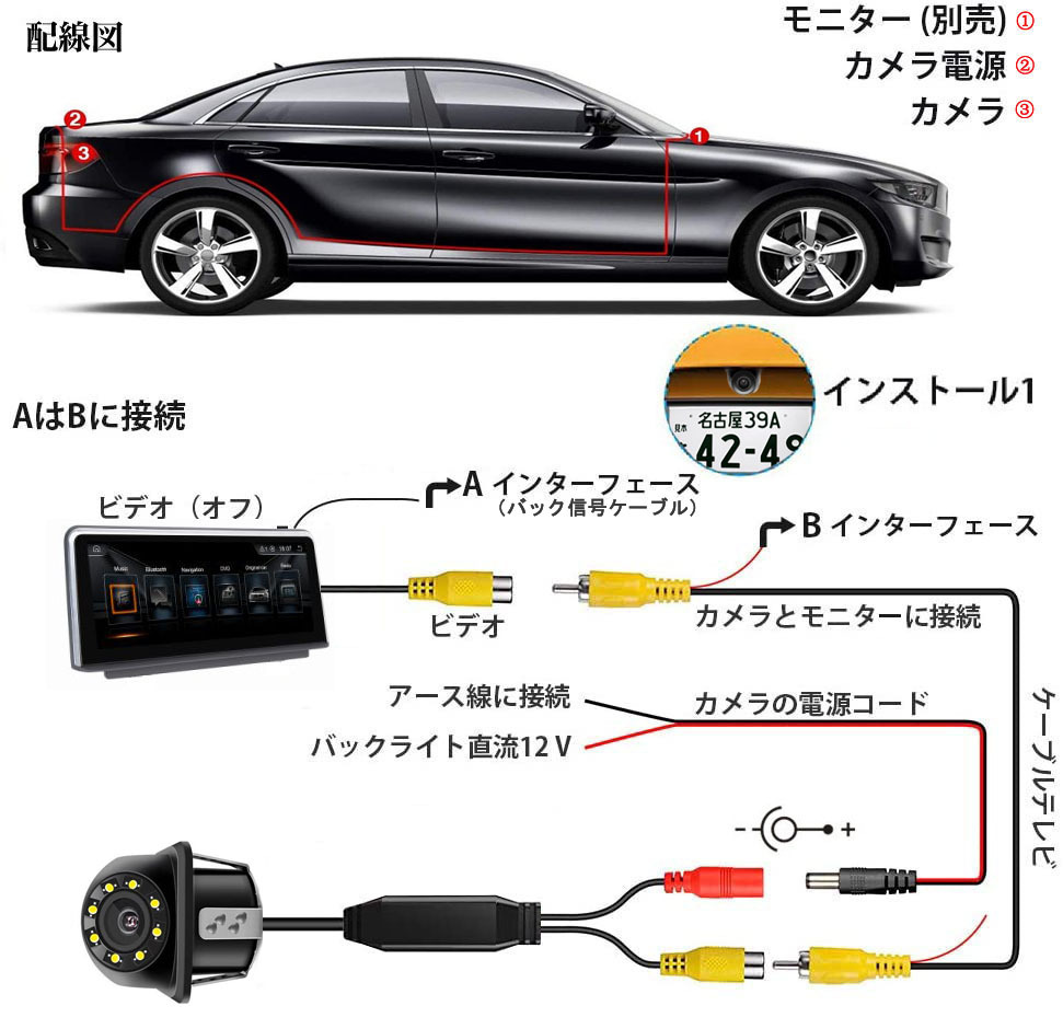 HD バックカメラ 車載カメラ 高畫質 超広角 リアカメラ 超強暗視_画像7