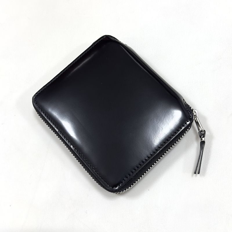 【未使用】 Wallet COMME des GARCONS ウォレット コムデギャルソン Mirror Inside 二つ折り ZIP 財布 ミラーインサイド 黒銀 シルバー CDG_画像3