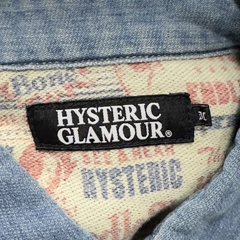 HYSTERIC GLAMOUR Hysteric Glamour SP processing SHOW reverse side total pattern S Denim long sleeve Western SH lining girl total pattern Western Denim shirt M size 