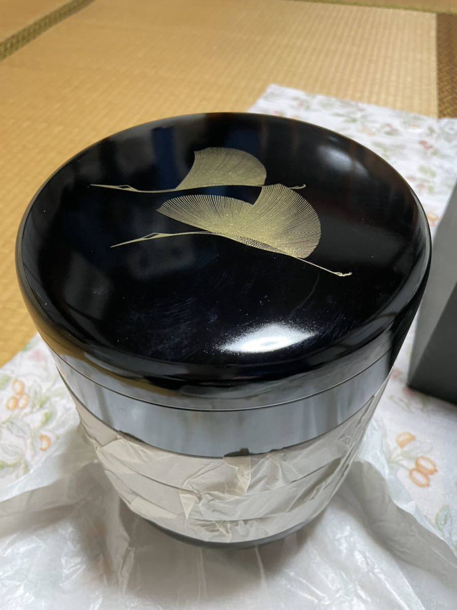 輪島塗　５段重箱皿付き　金彩鶴図　 漆器_画像5