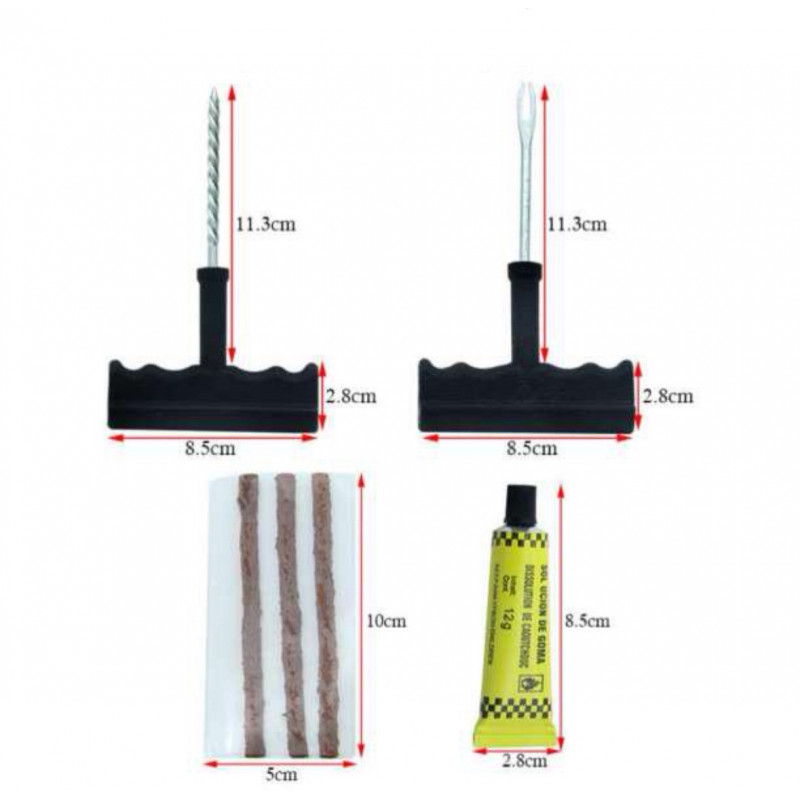 パンク 修理キット タイヤ 自動車 応急 緊急 チューブレス 修理ゴム材3本付き_画像3