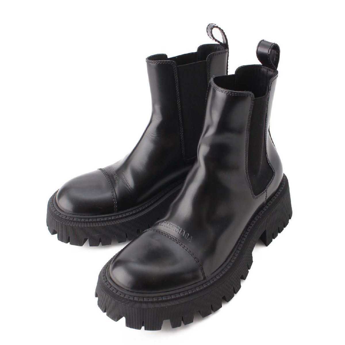 【バレンシアガ】Balenciaga TRACTOR 20MM スムースカーフスキン ハイカット サイドゴアブーツ ブラック 41 【中古】200649_画像1