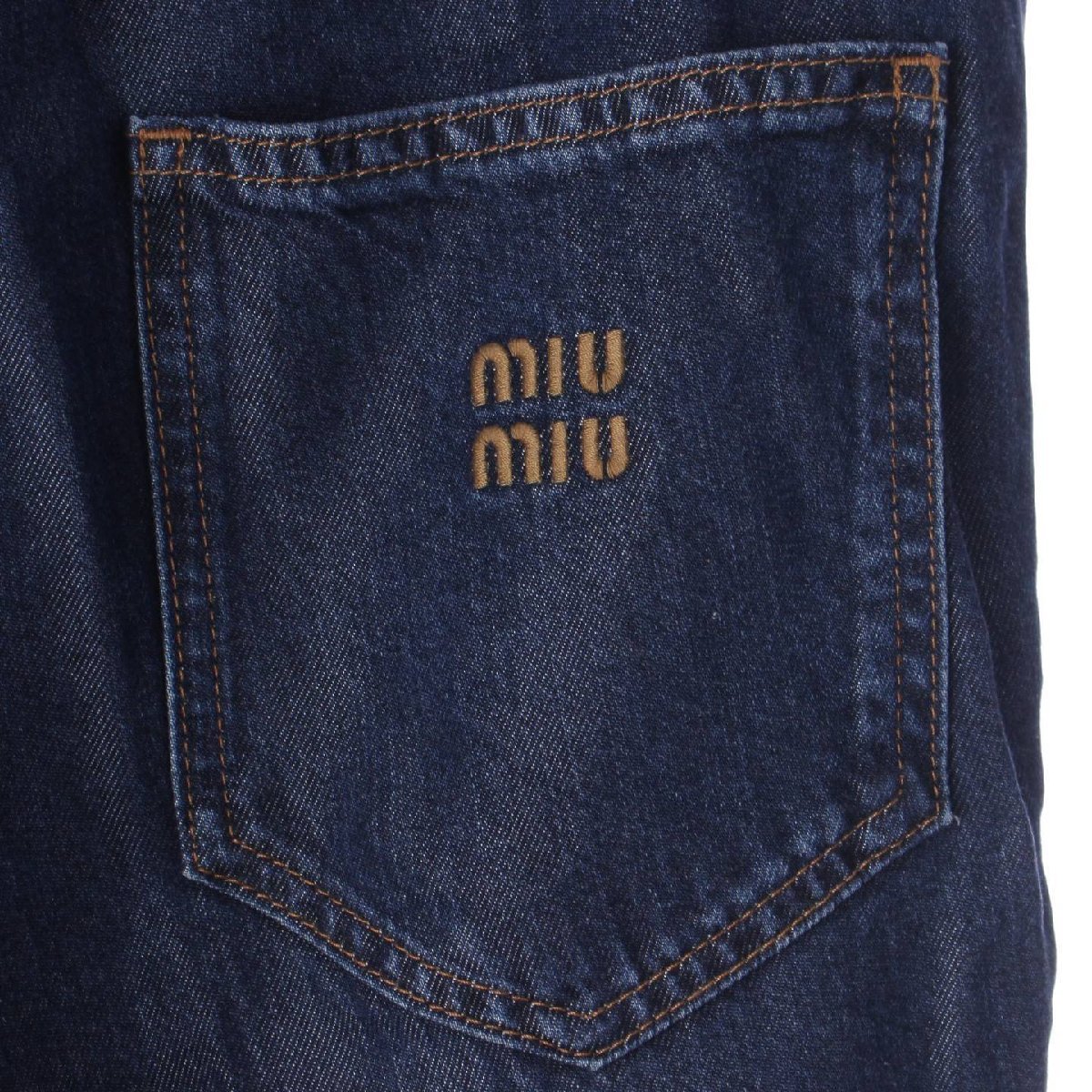 【ミュウミュウ】Miu Miu　23年 コットン ロゴパッチポケット デニム パンツ ジーンズ ボトムス ネイビー 38 【中古】【正規品保証】200217_画像4