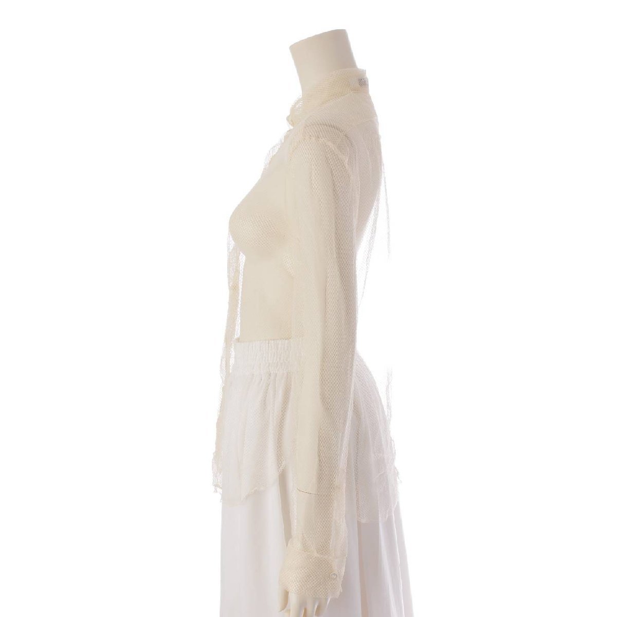 [ Dior ]DIOR 20AW mesh long sleeve chu-ru shirt blouse 051B27A8648 ivory 34 [ used ][ regular goods guarantee ]200365