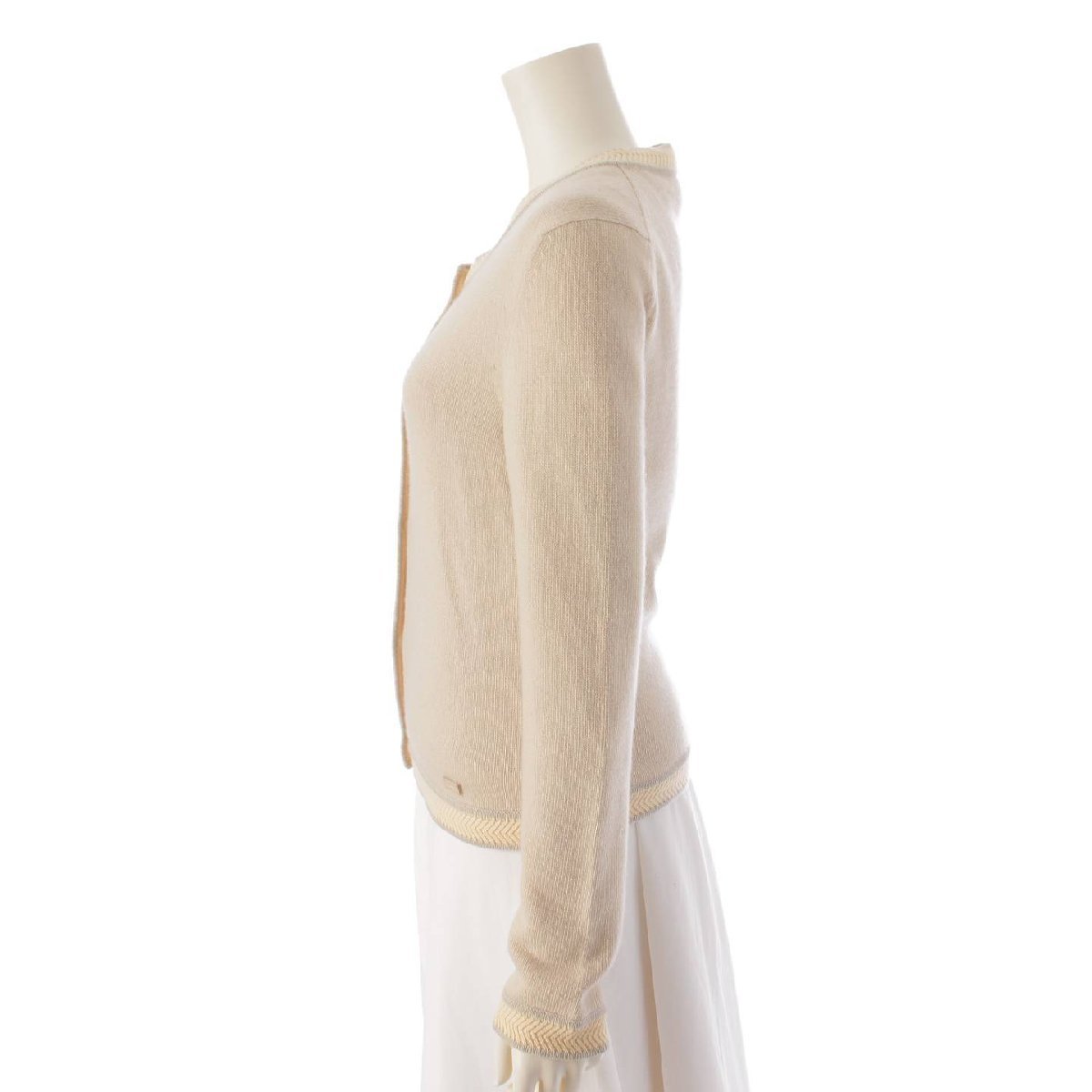 [ Chanel ]Chanel 03P cashmere ensemble twin knitted tops & cardigan ivory 38 [ used ][ regular goods guarantee ]198254