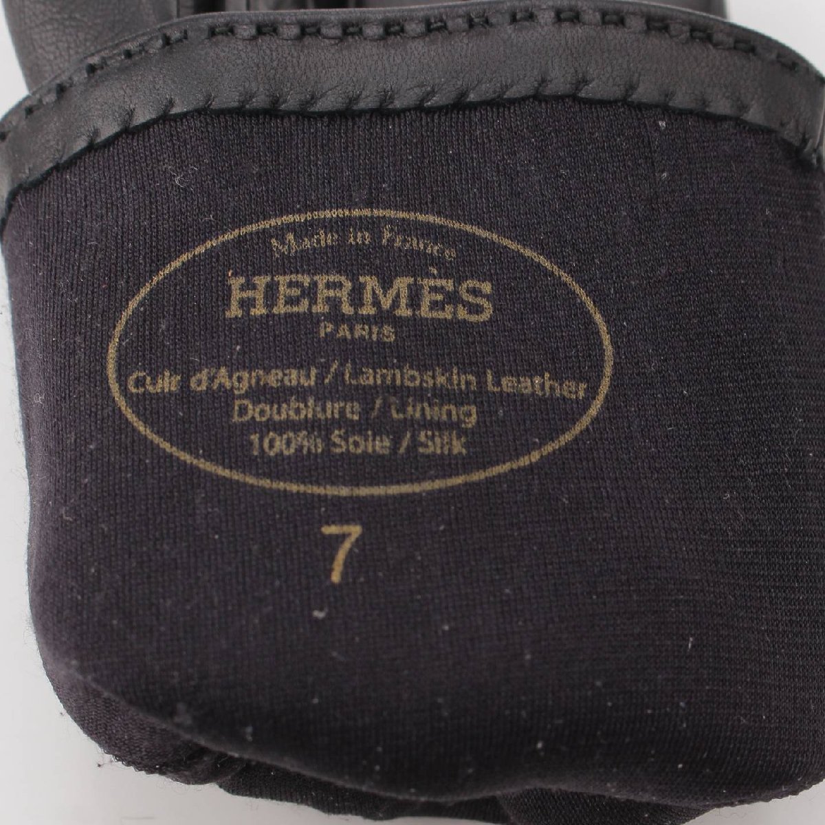 【エルメス】Hermes　ケリー金具 レザー グローブ 手袋 ブラック×シルバー 7 【中古】【正規品保証】200077_画像3