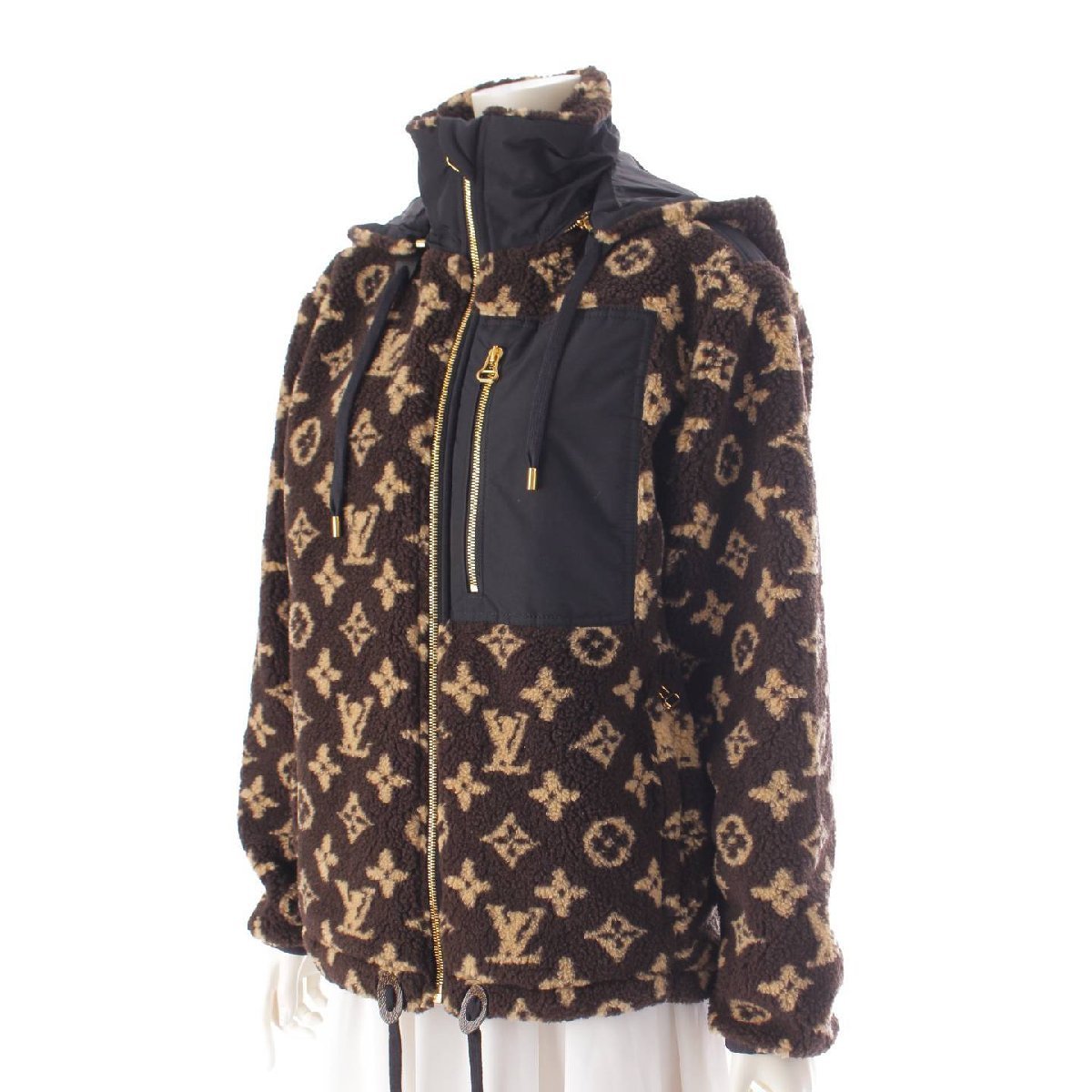 [ Louis Vuitton ]Louis Vuitton 23AW monogram fleece Parker boa jacket 1AAKAU Brown 34 [ used ][ regular goods guarantee ]201158