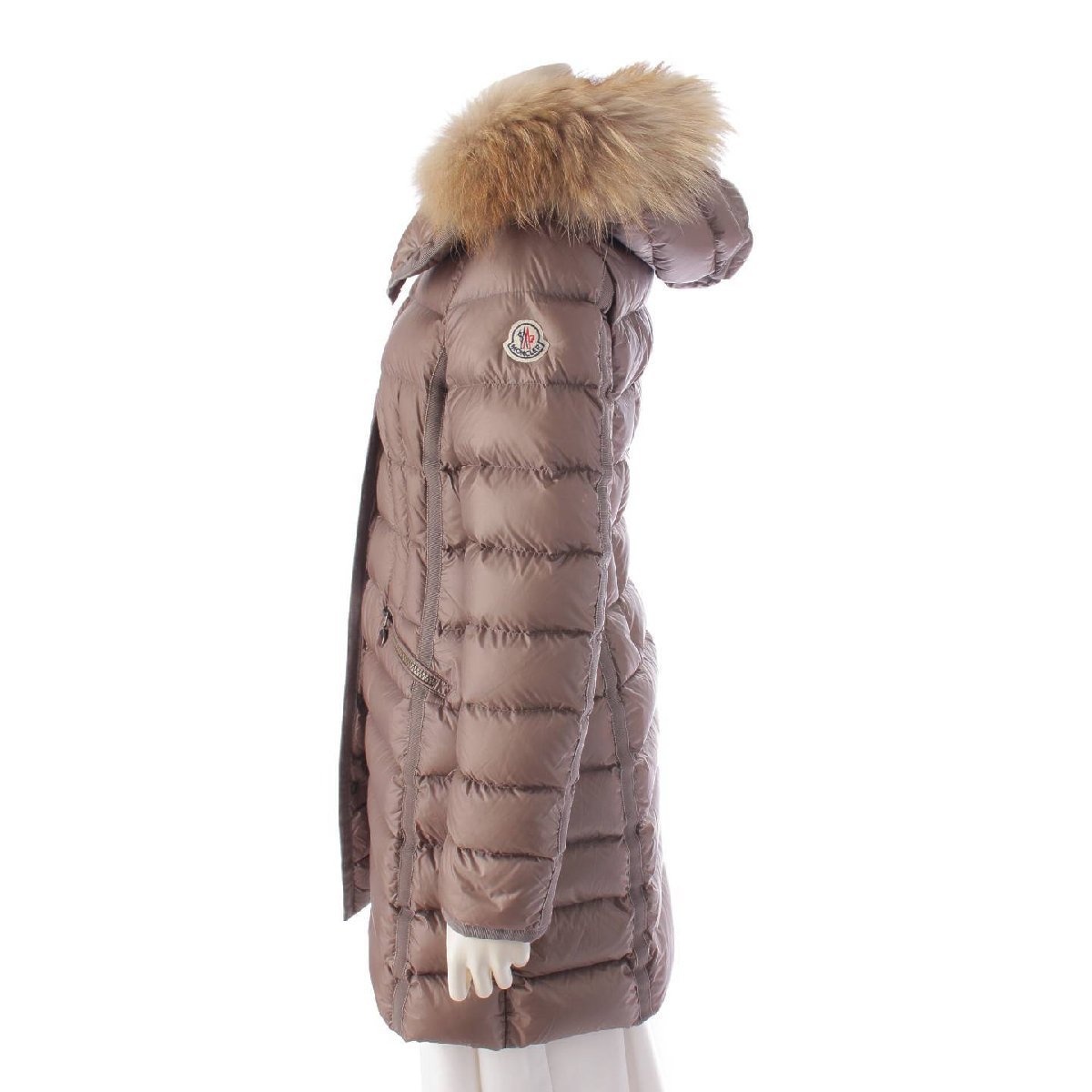 【モンクレール】Moncler　15年 HERMIFUR エルミファー フード ロングダウンコート 49956 グレージュ 00 【中古】【正規品保証】201477_画像3