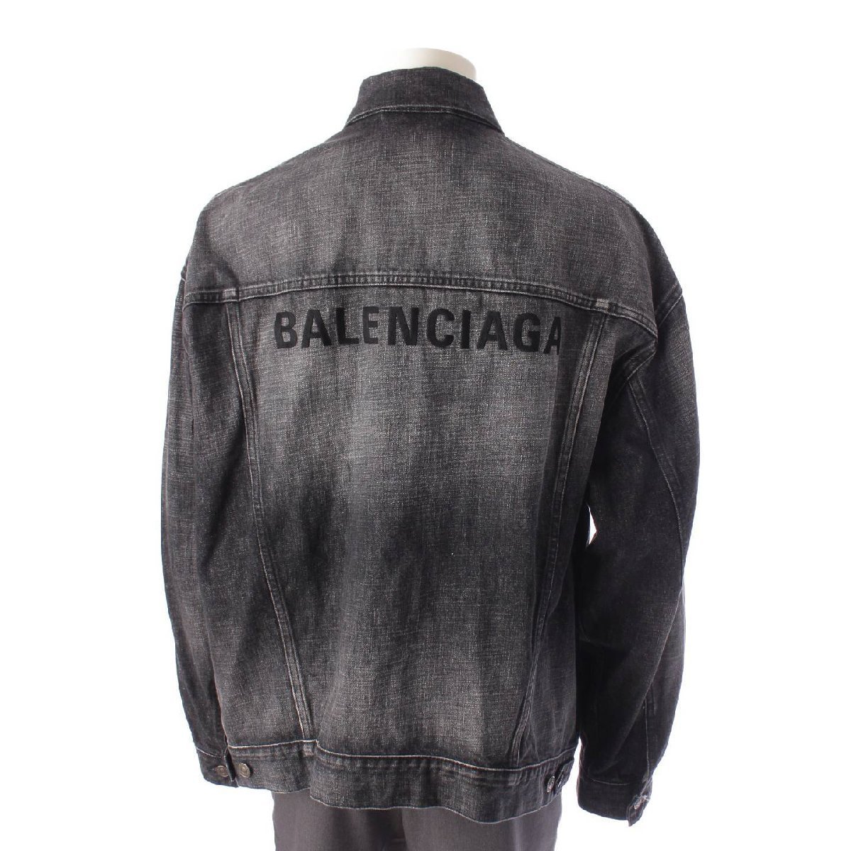 【バレンシアガ】Balenciaga　19年 オーバーサイズ バックロゴ刺繍 デニムジャケット 620746 グレー 34 【中古】【正規品保証】201469_画像4