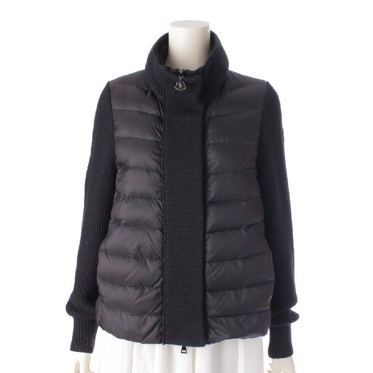 【モンクレール】Moncler　15年 MAGLIONE マリオーネ ニット ダウン 切替 カーディガン 94534 ブラック S 【中古】【正規品保証】199863