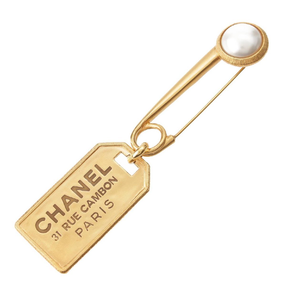 【シャネル】Chanel　F20V カンボンプレート パール ロゴ GP ブローチ ゴールド 【中古】【正規品保証】199183_画像1