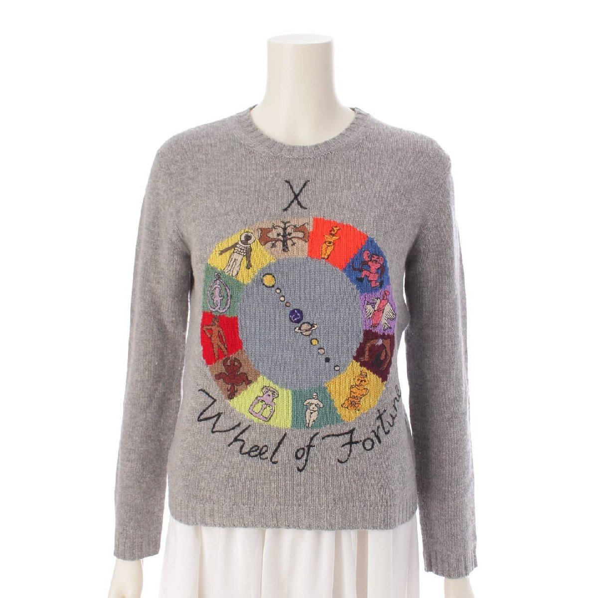 [ Christian Dior ]Christian Dior wheel of fortune cashmere long sleeve knitted sweater gray 36 [ used ][ regular goods guarantee ]202136