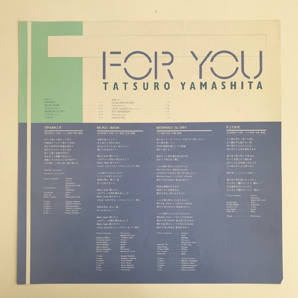 LP/ 山下達郎 / FOR YOU / 国内盤 ライナー・インナー付き AIR RAL-8801 40228-5227_画像3