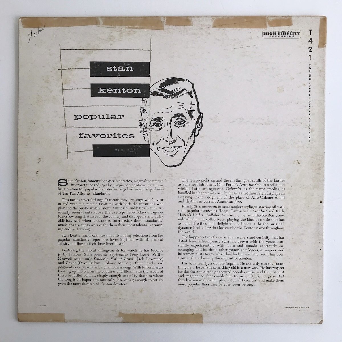 LP/ STAN KENTON / POPULAR FAVORITES BY STAN KENTON / US盤 オリジナル ターコイズラベル CAPITOL T-421 402228_画像2