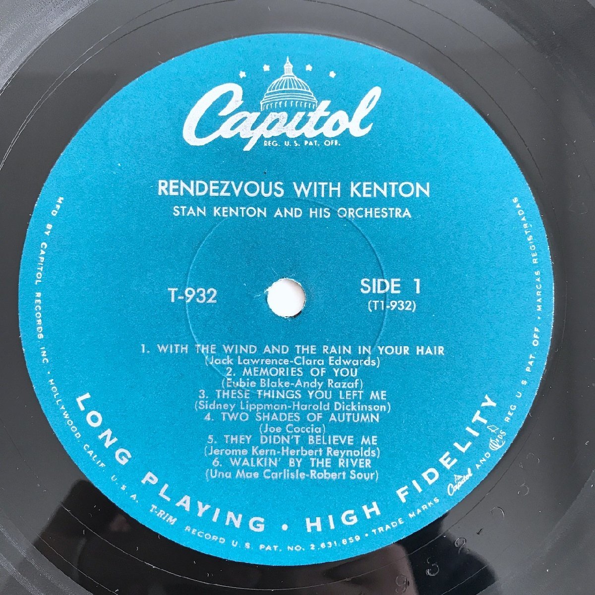 LP/ STAN KENTON / RENDEZVOUS WITH KENTON / US盤 オリジナル ターコイズラベル CAPITOL T-932 402228_画像3