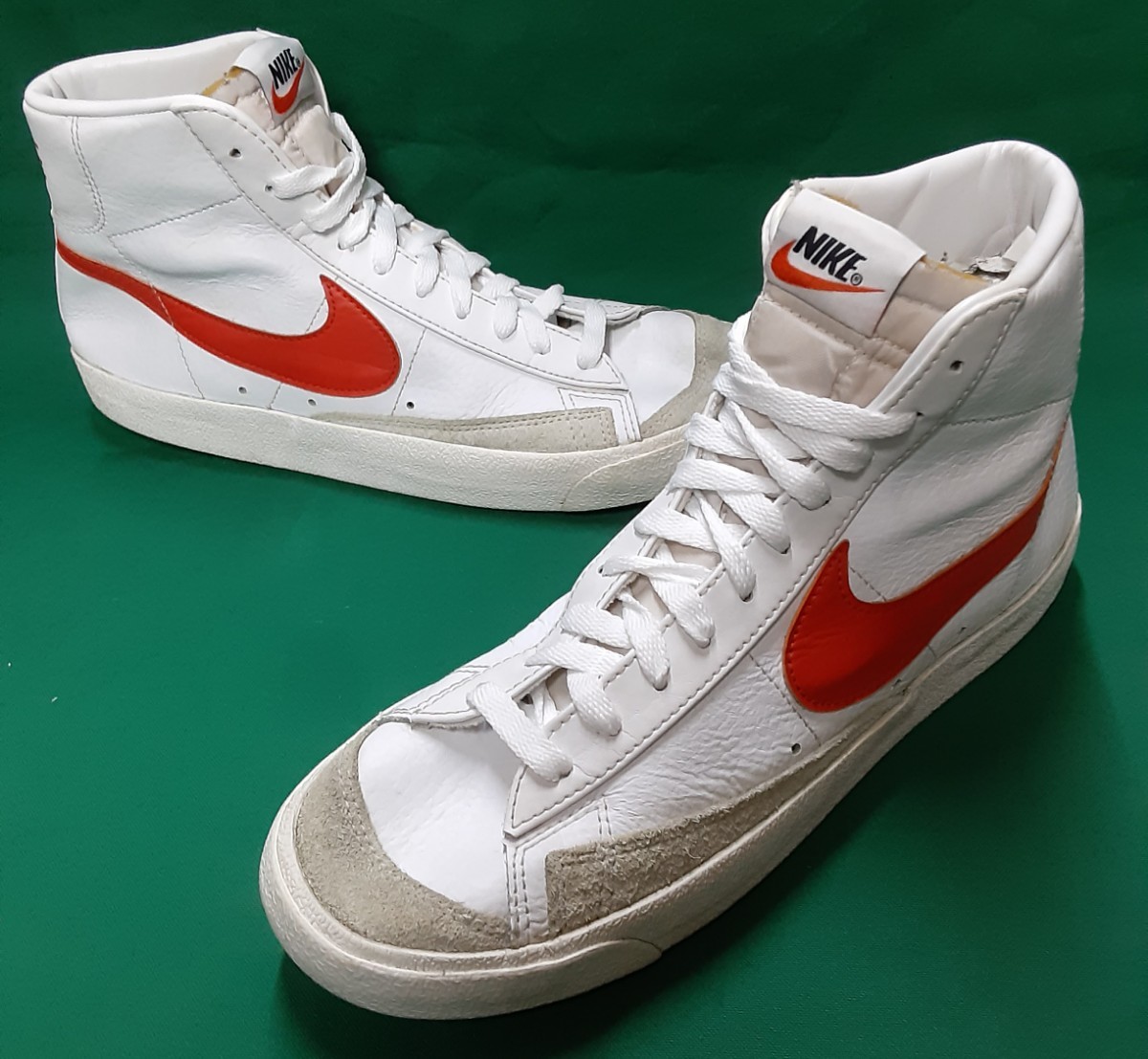 最値!定13200円!70's復刻!名作ビッグスウォッシュ!NIKE ブレザー 77高級レザー スニーカー!ナイキアイコンカラー!ホワイト×オレンジ!白 27_画像2