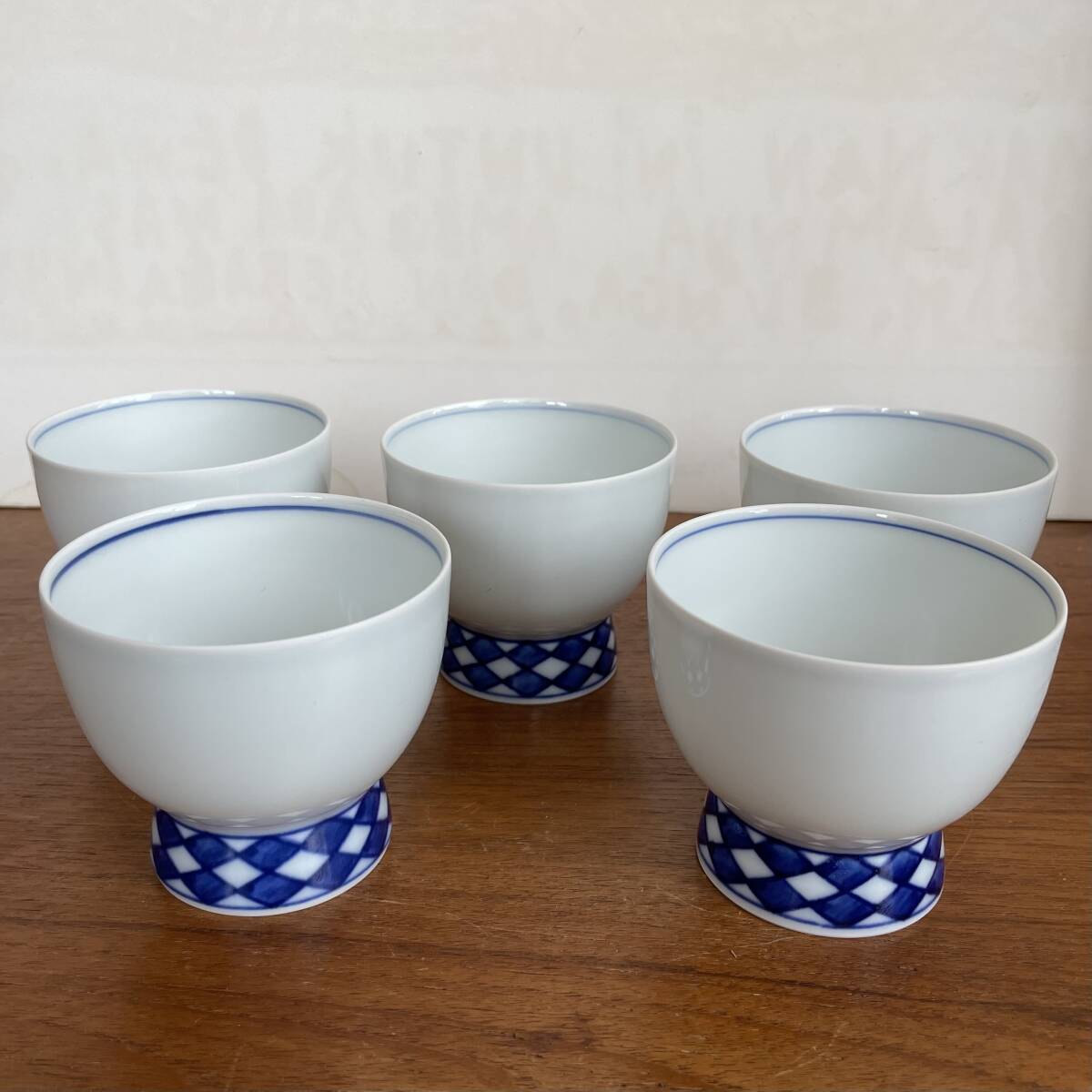 新品 たち吉 平安 橘吉 染高台 茶呑 茶碗 5客揃 桐箱入 湯のみ 湯呑の画像1