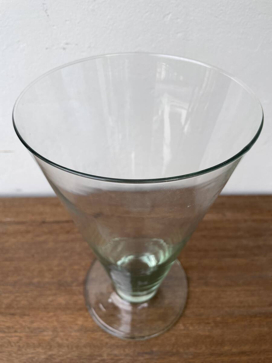 アイス コーン型 ガラス フラワー ベース 円錐型 花瓶 花入 花器 美品 大型_画像10