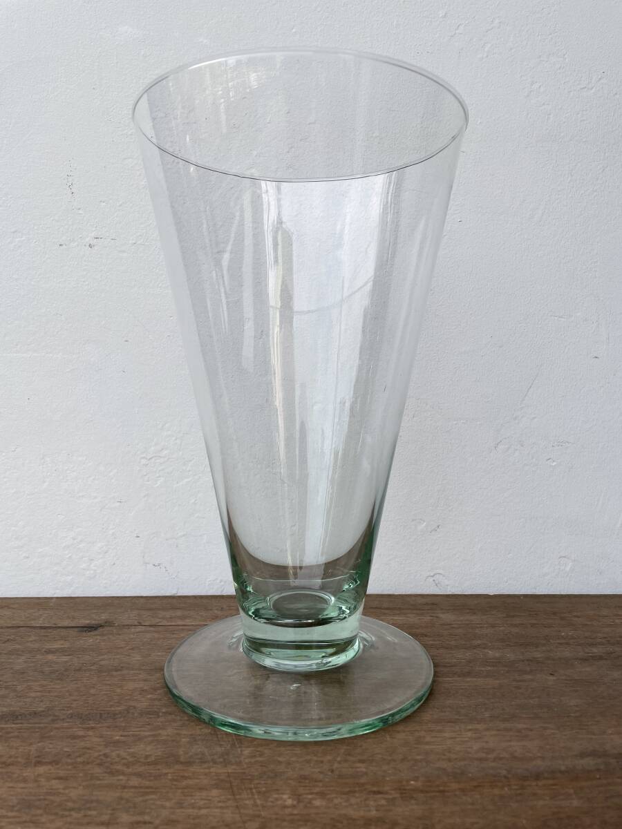 アイス コーン型 ガラス フラワー ベース 円錐型 花瓶 花入 花器 美品 大型_画像1