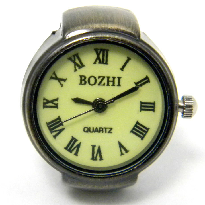 * retro * period thing manner design ring clock watch ring / free size ( bronze ) / Rome character 