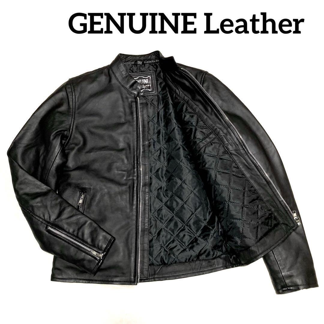 GENUINE Leather ラムレザー　シングル　ジャケット　ライダース　ブラック　レザー　羊革　ワードローブ　道 黒 漆黒 本革 革ジャン