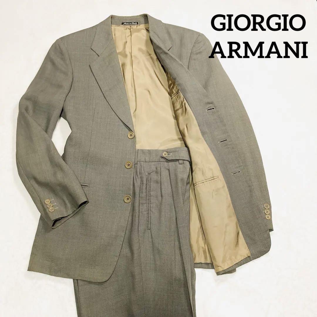 GIORGIO ARMANI　セットアップ　カーキ　グリーン　オリーブ　スーツ　緑　ヴィンテージ　希少　大きめ　L　ジョルジオ　アルマーニ