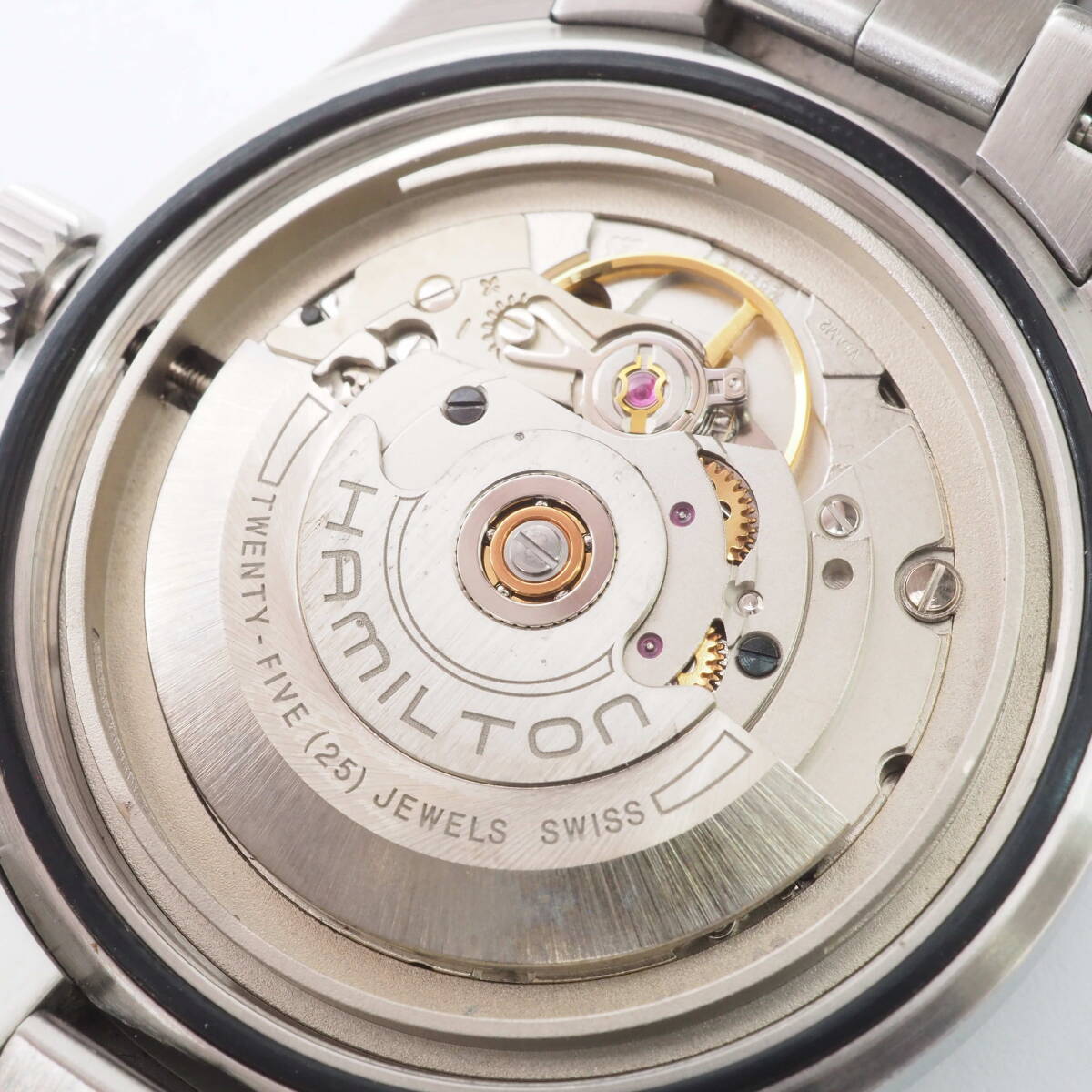 ハミルトン カーキ フィールド オートマチック H704450 HAMILTON Khaki 25石 SS デイト自動巻 黒文字盤 裏スケ 男性 腕時計[W1410-BF7|代購幫