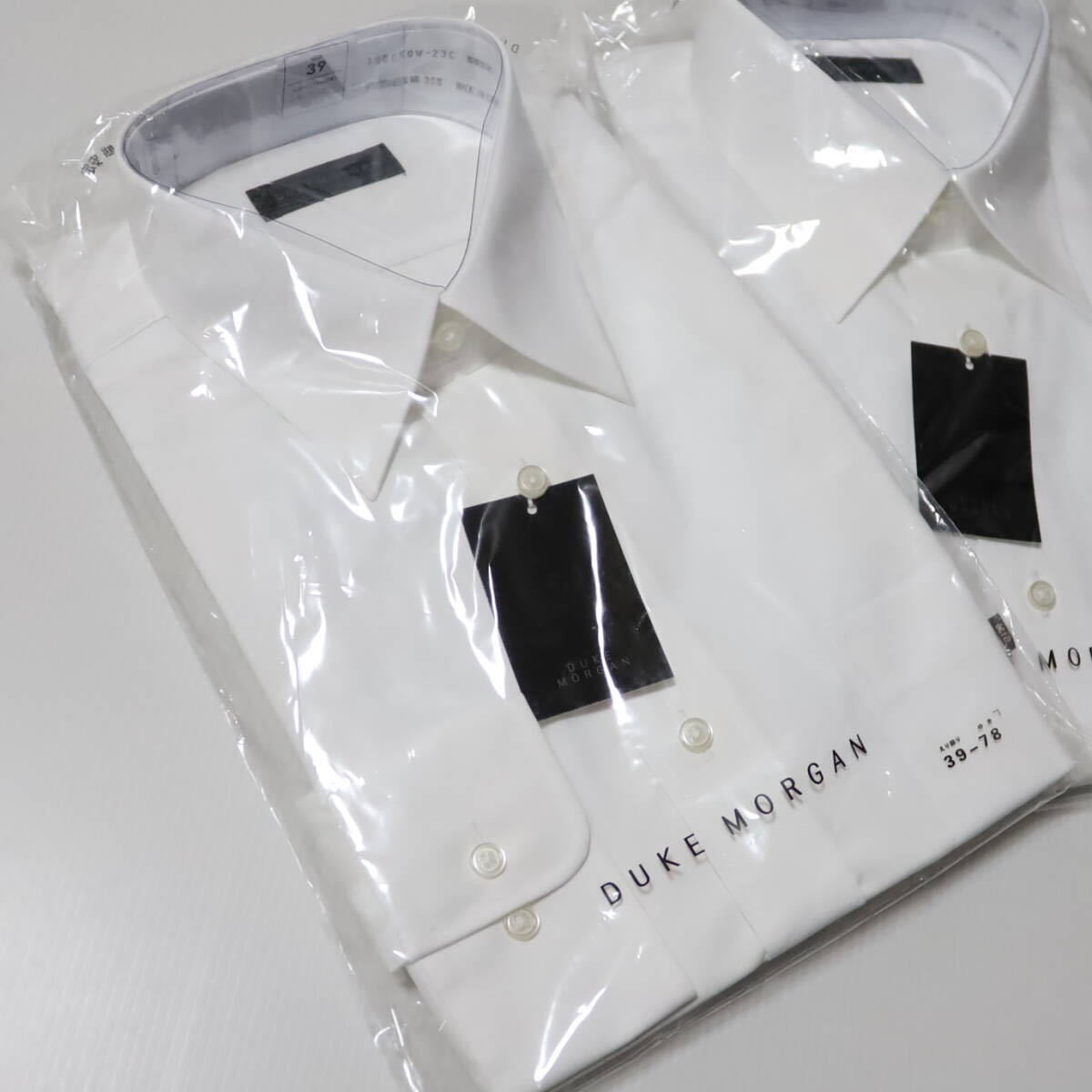[コナカ] 白無地 長袖ワイシャツ 2枚組 形態安定加工 レギュラーカラー Mサイズ相当(首回り39cm.裄丈78cm)_画像3