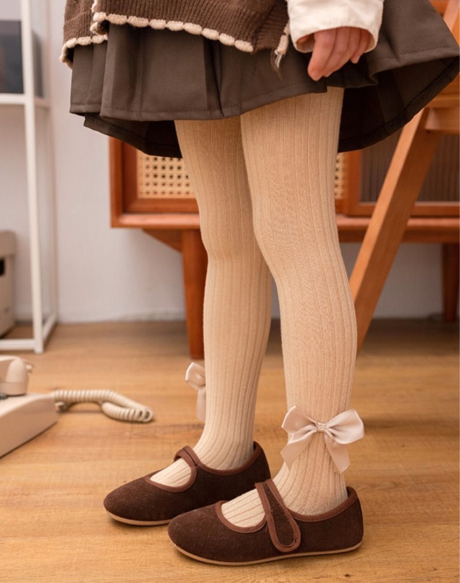 【人気商品SALE】100-115 キッズタイツ リボン レギンス 靴下 入園 入学  女の子 フォーマル ファッション