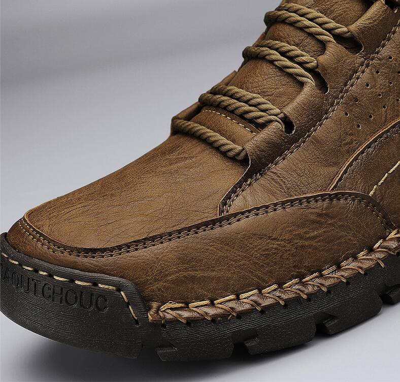  мужской - ikatto обувь ручная работа Martin ботинки прогулочные туфли водонепроницаемый . скользить уличный кожа обувь 24.5cm~29cm хаки 