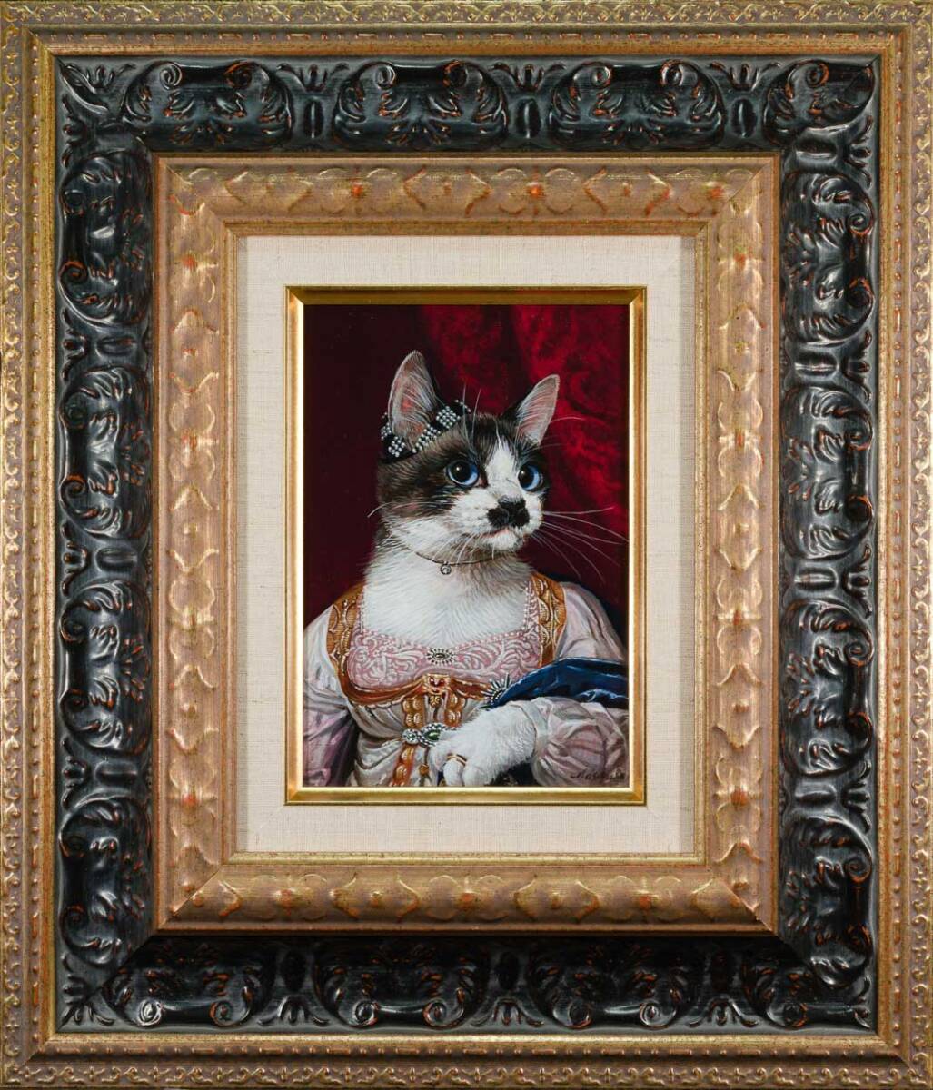 肉筆アクリル画　猫貴族「ニャーロット・オブ・ウェールズ」_画像2