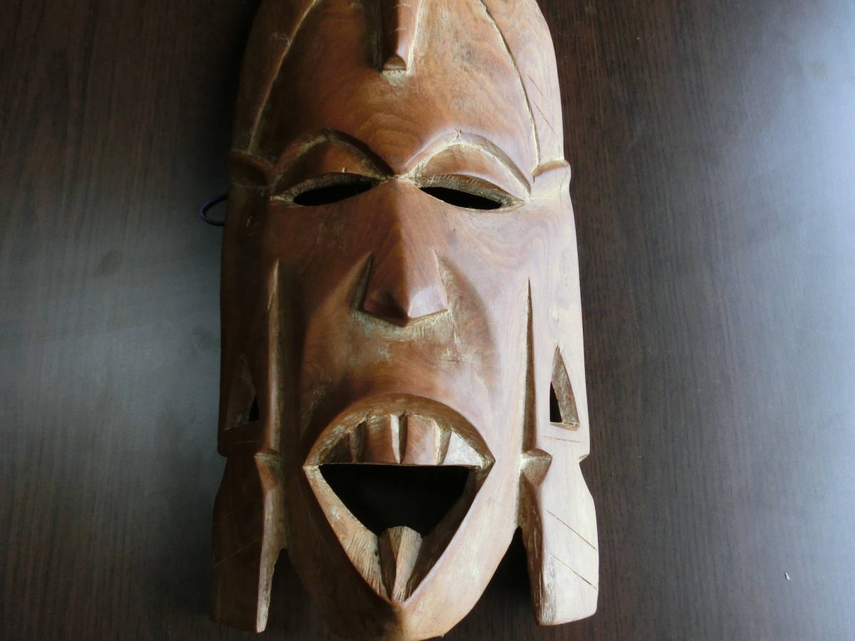 ★木製仮面 木彫り お面 民族工芸品 アジア アフリカ 壁掛け