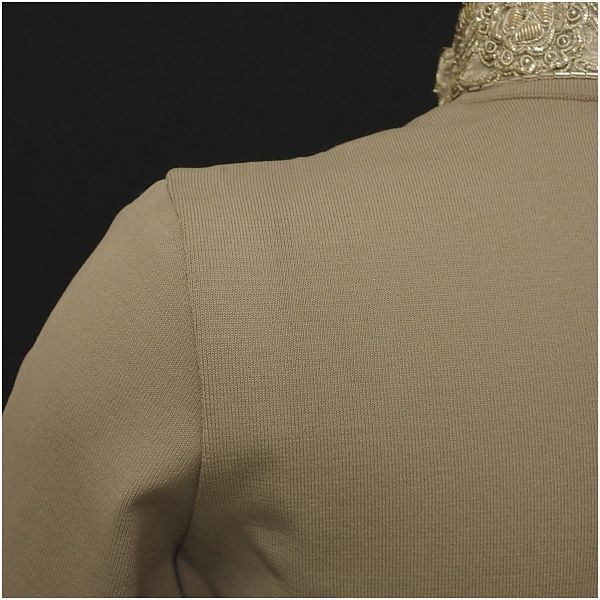 【最終出品】 Christian Dior クリスチャンディオール ハイネック装飾カットソー ストレッチ キーホールバック 42/8 S ブラウンベージュ系_画像5