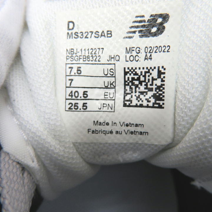 NEW BALANCE ニューバランス MS327SAB スニーカー メンズ ブラック ホワイト／ピンチヒッター2024ウインターフェア_画像7